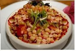 סלט גרגירי חומוס ברוטב פיקנטי