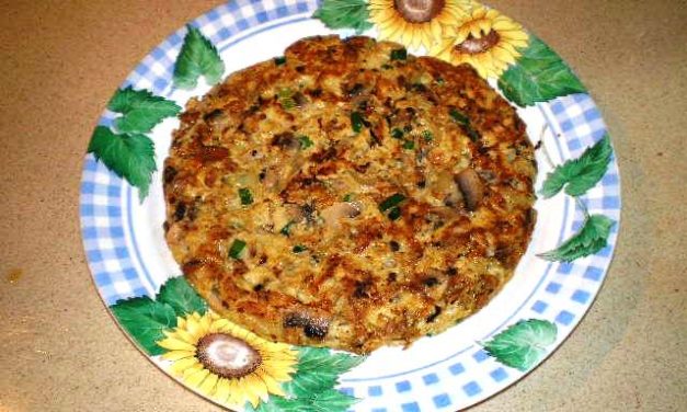 חביתה עם פטריות בצל ובצל ירוק