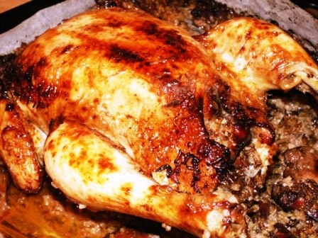 עוף במלית אורז וכבדי עוף