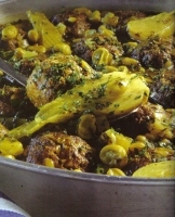 כדורי בשר חמוצים עם שומר ופול ירוק