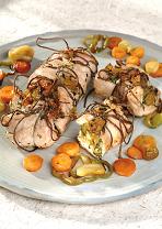 חזה הודו במילוי משמשים ואגוזי מלך