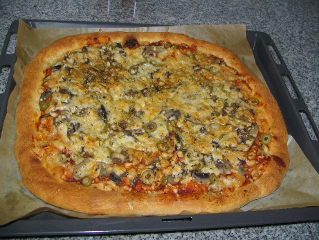 פיצה אפויה על אבן שמוט