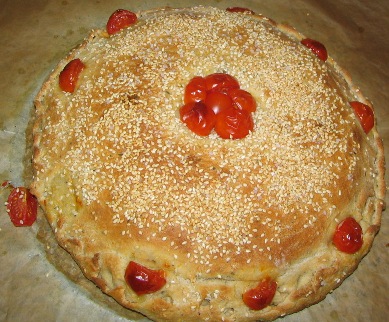 בצק פיצה ממולא ואפוי על אבן שמוט