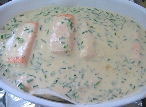 פילה סלמון ברוטב שמנת ועירית