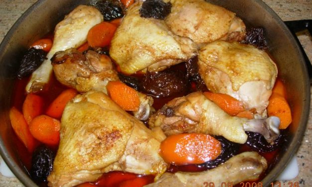 עוף בדבש גזר ושזיפים מיובשים