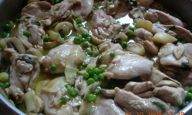 פרגיות בכרישה פטריות ואפונה