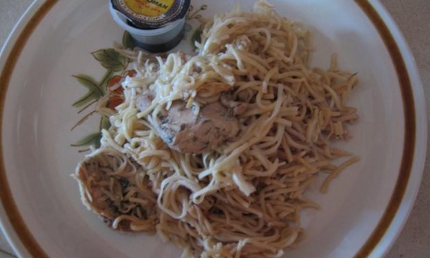 חזה הודו עם איטריות ביצים‬