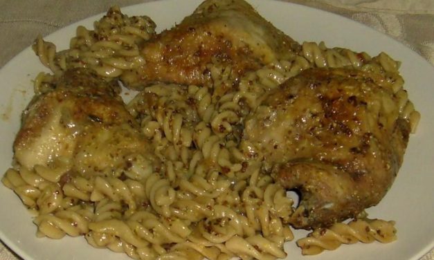 עוף עם ספגטי ברוטב חרדל קטיפתי